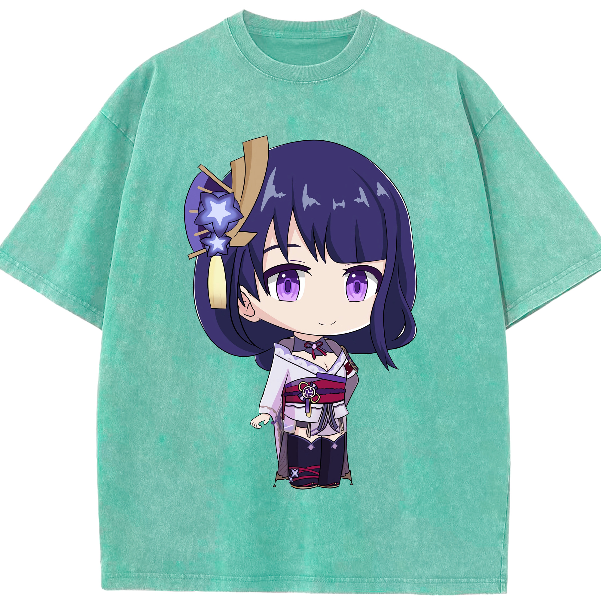 げんし神 雷電将軍 らいでんしょうぐん genshin Raiden Shogun 綿100% ヴィンテージ風 半袖Tシャツ（フロントプリント）